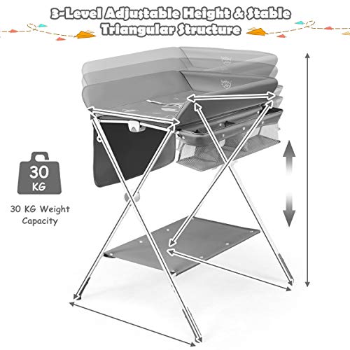 COSTWAY 4-in-1 Baby Changing Table, Adjustable Infant Care