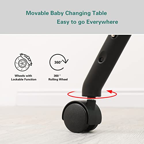 Portable Folding Baby Changing Table with Storage - Black