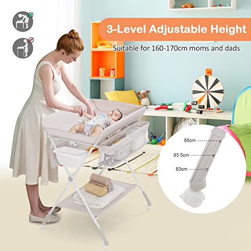 COSTWAY 4-in-1 Baby Changing Table with Wheels