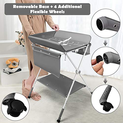COSTWAY 4-in-1 Baby Changing Table, Adjustable Infant Care