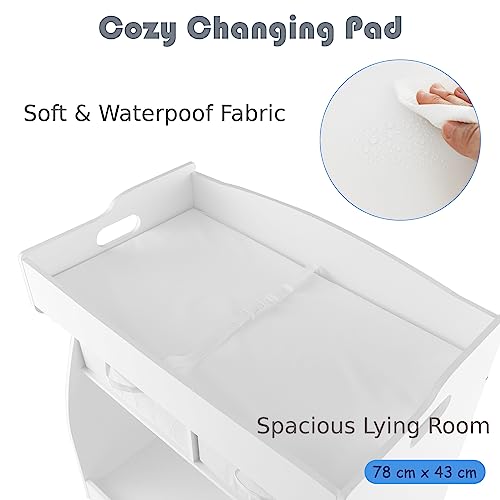 2-in-1 Wooden Baby Changing Table with Drawers - White