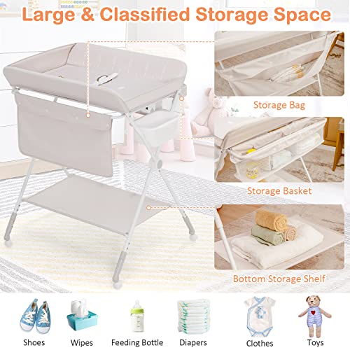 COSTWAY 4-in-1 Baby Changing Table with Wheels