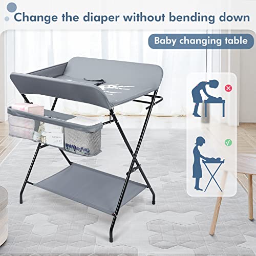 Foldable Baby Changing Table with Storage Bags
