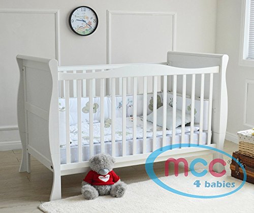 MCC Wooden Baby Cot Bed with Water Repellent Mattress
