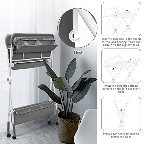 COSTWAY 4-in-1 Baby Changing Table, Adjustable Infant Care