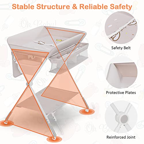 COSTWAY 4-in-1 Baby Changing Table with Wheels