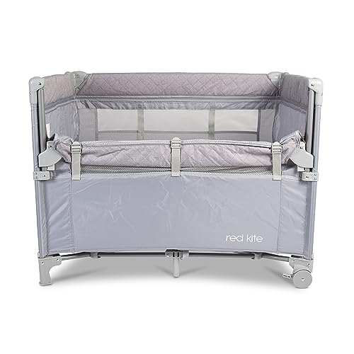 Red Kite Bedside Crib, Soft Grey