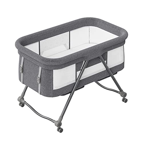 UBRAVOO Travel Cot - Silent Wheels, Gray