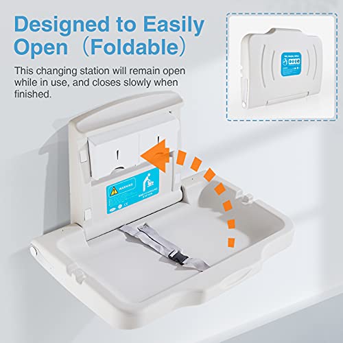 Wall-Mounted Baby Changing Station with Safety Strap