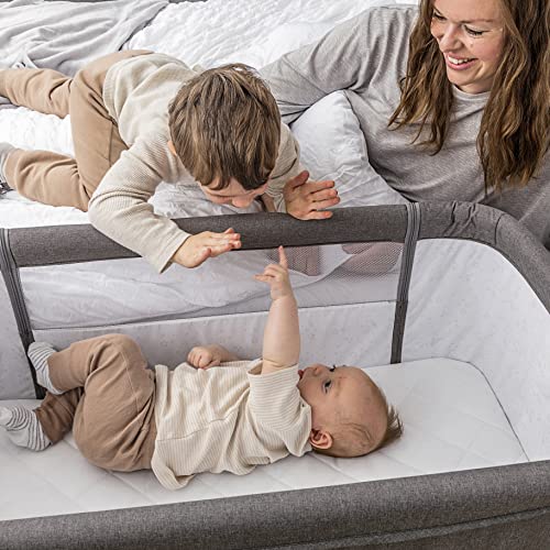 Snoozie Bedside Crib | Storm Grey Baby Bassinet