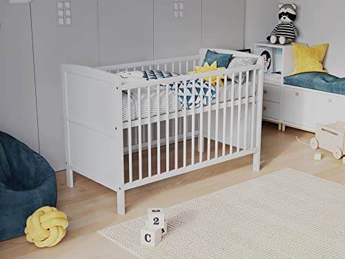 TIMON Convertible Wooden Baby Cot Bed with Deluxe Aloe Vera Foam Mattress