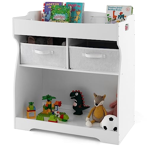 2-in-1 Wooden Baby Changing Table with Drawers - White