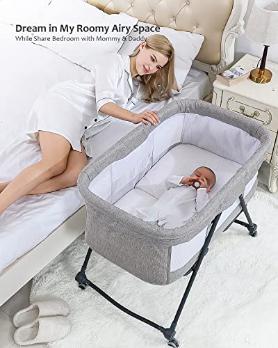 UBRAVOO Travel Cot - Silent Wheels, Gray