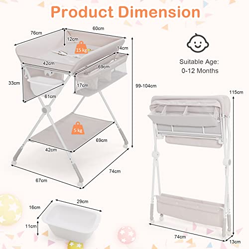 COSTWAY 4-in-1 Baby Changing Table with Wheels