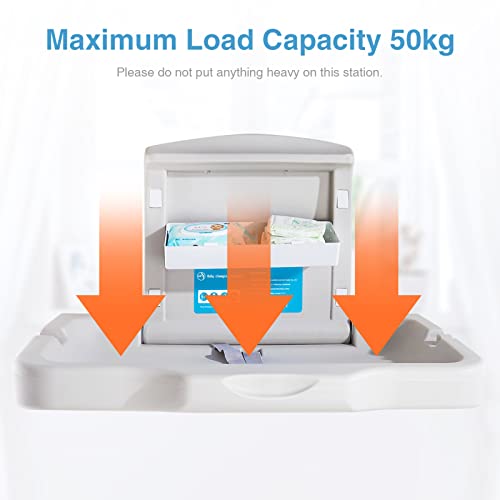Wall-Mounted Baby Changing Station with Safety Strap
