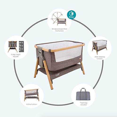 Tutti Bambini CoZee® Bedside Crib/Co-Sleeper (Oak and Charcoal)