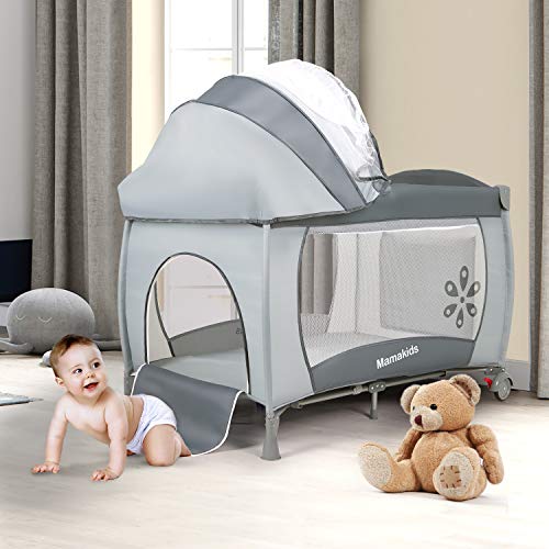Hadwin Travel Cot - 2 in 1 Baby Crib (Grey)