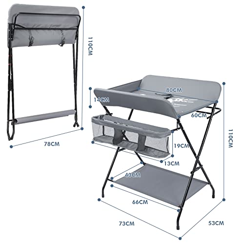 Foldable Baby Changing Table with Storage Bags