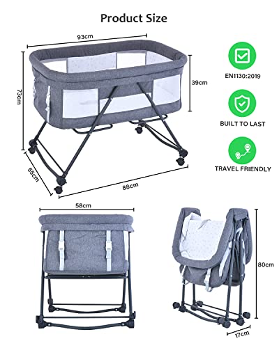 UBRAVOO Travel Cot - Silent Wheels, Gray