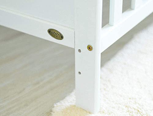 White Wooden Baby Cot Bed with Rollaway Drawer