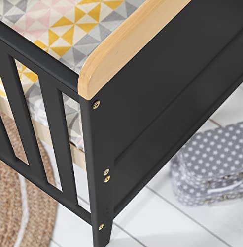 Convertible Wooden Cot Bed & Cot Top Changer in Slate Grey & Oak