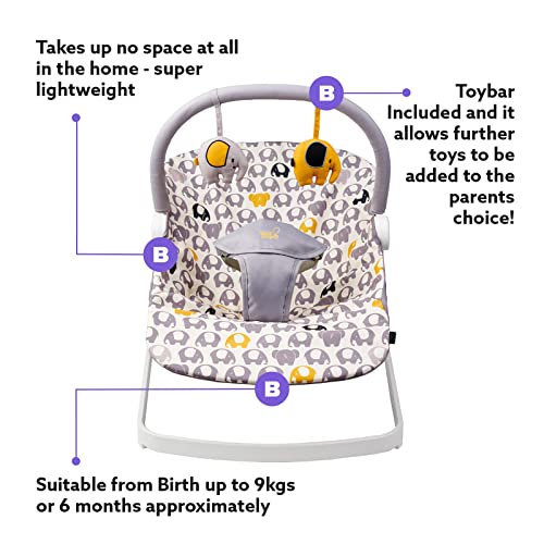 BABABING Float Baby Bouncer | Ellie Elephant Print