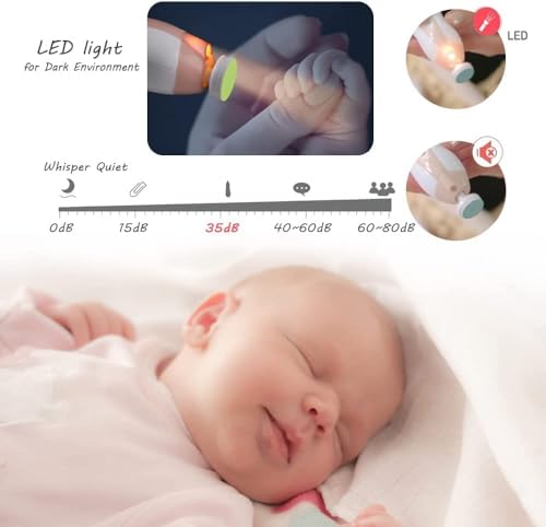 Electric Baby Nail Trimmer with LED Light, Pink