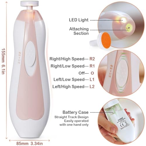 Electric Baby Nail Trimmer with LED Light, Pink