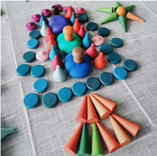 Custom Wooden Rainbow Building Blocks for Kids