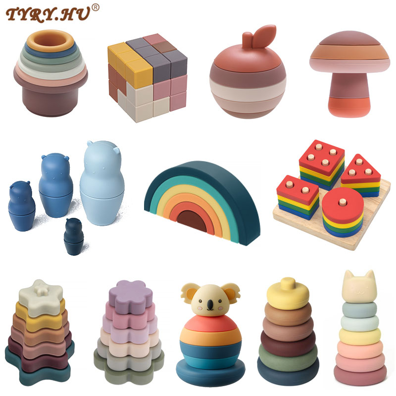 Soft Silicone Building Blocks for Babies
