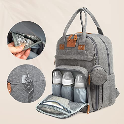 KeaBabies Backpack Diaper Bag - Classic Gray