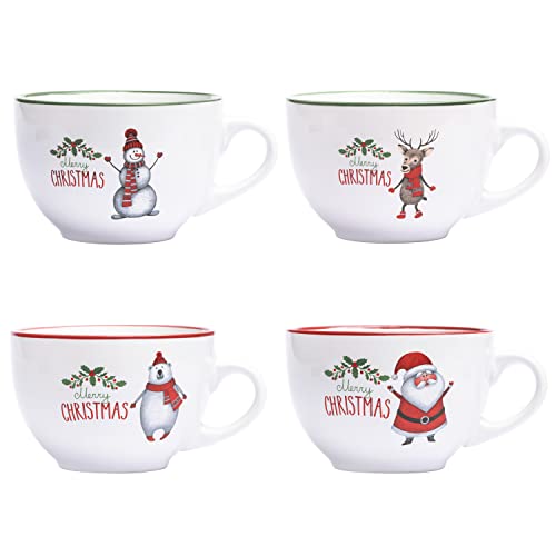 4 Santa Ceramic Christmas Coffee Mugs