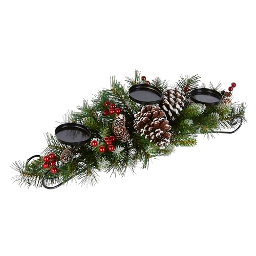 Frosted Berry Centerpiece with 3 Candle Holders