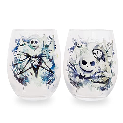Disney Nightmare Before Christmas Wine Glasses, Set of 2
