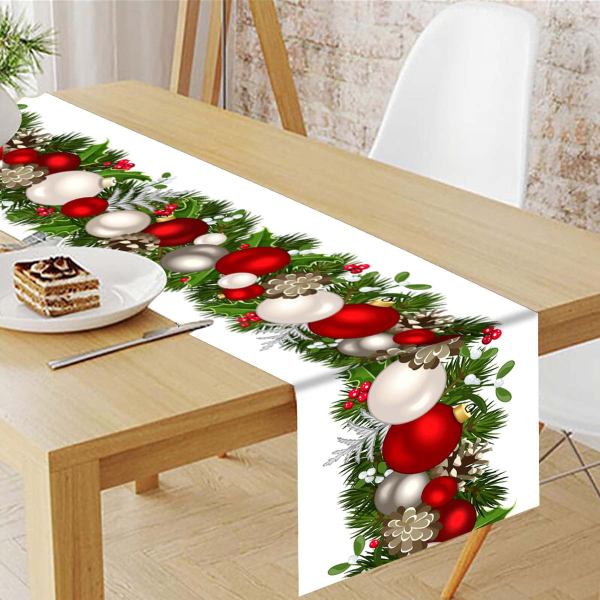Christmas Linen Table Runner - Farmhouse Style