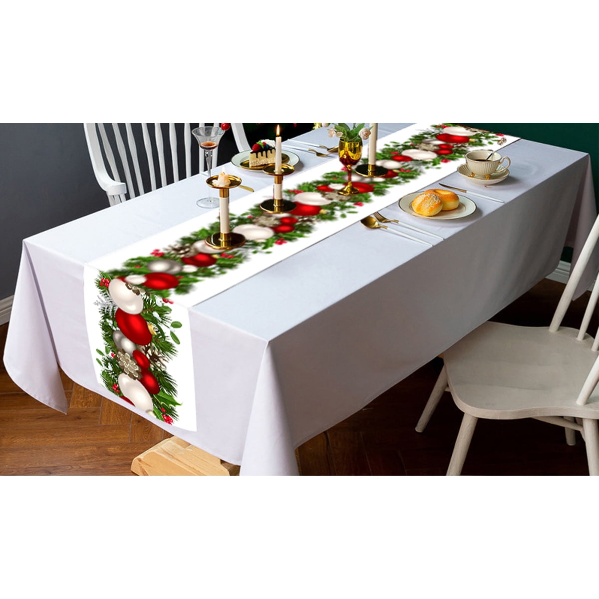 Christmas Linen Table Runner - Farmhouse Style
