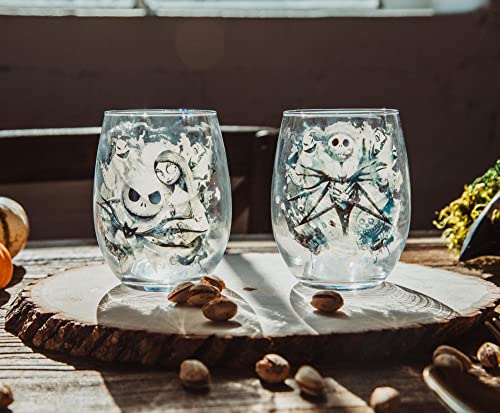 Disney Nightmare Before Christmas Wine Glasses, Set of 2