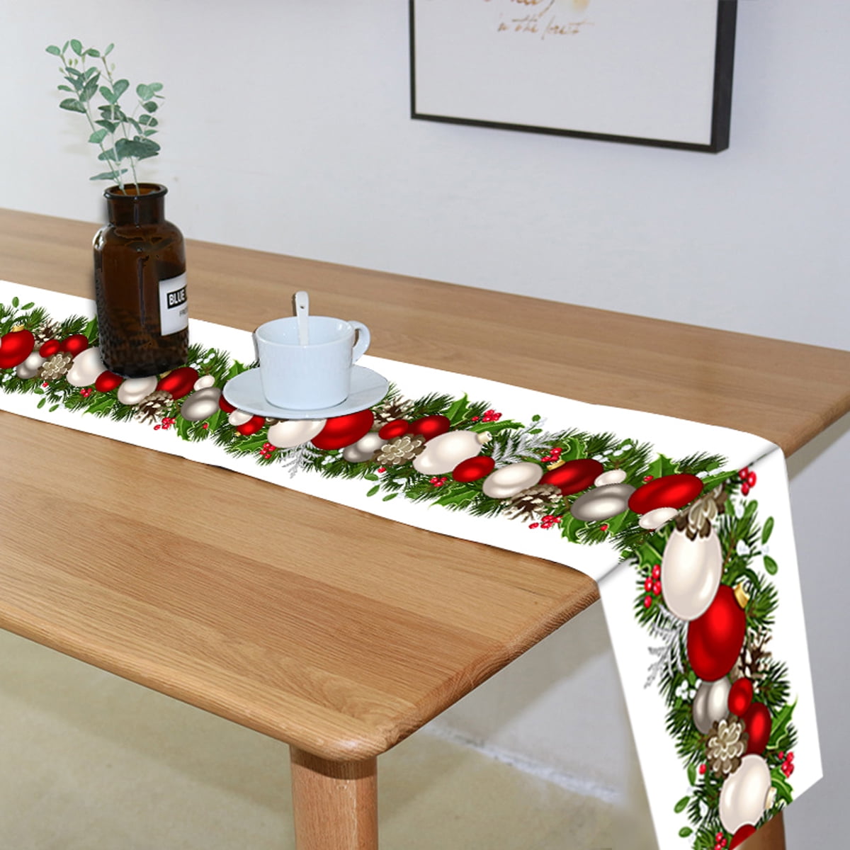Christmas Linen Table Runner - Farmhouse Style