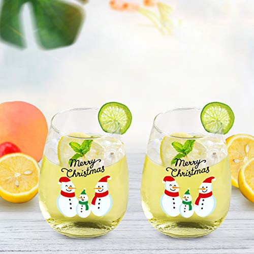 Set of 4 Snowman Wine Glasses for Christmas