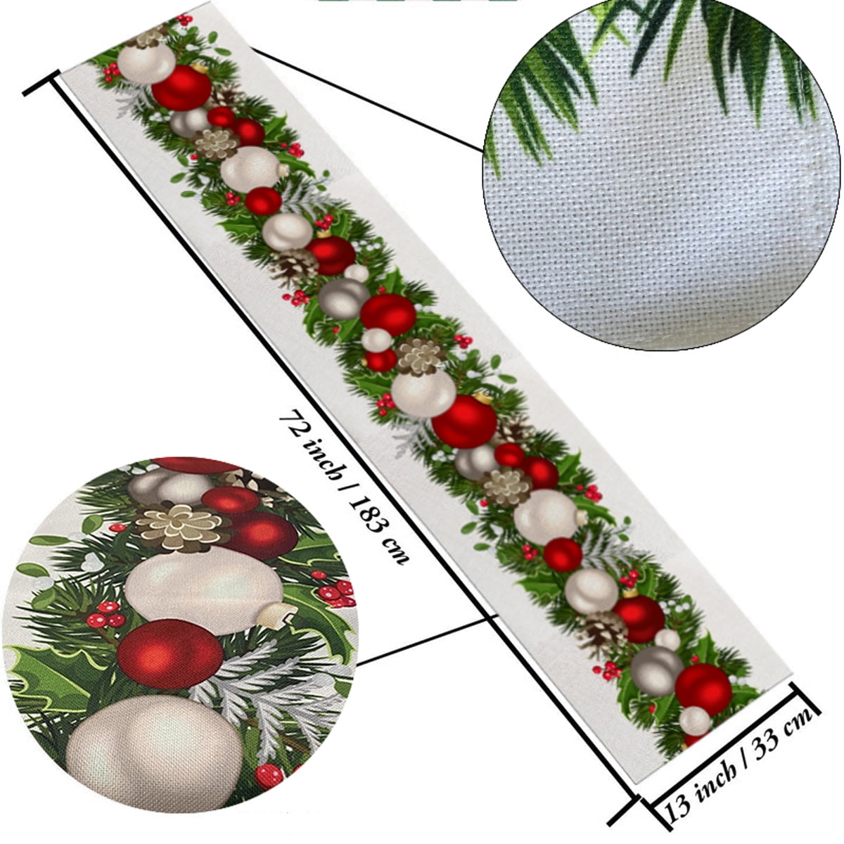 Christmas Linen Table Runner - Farmhouse Style