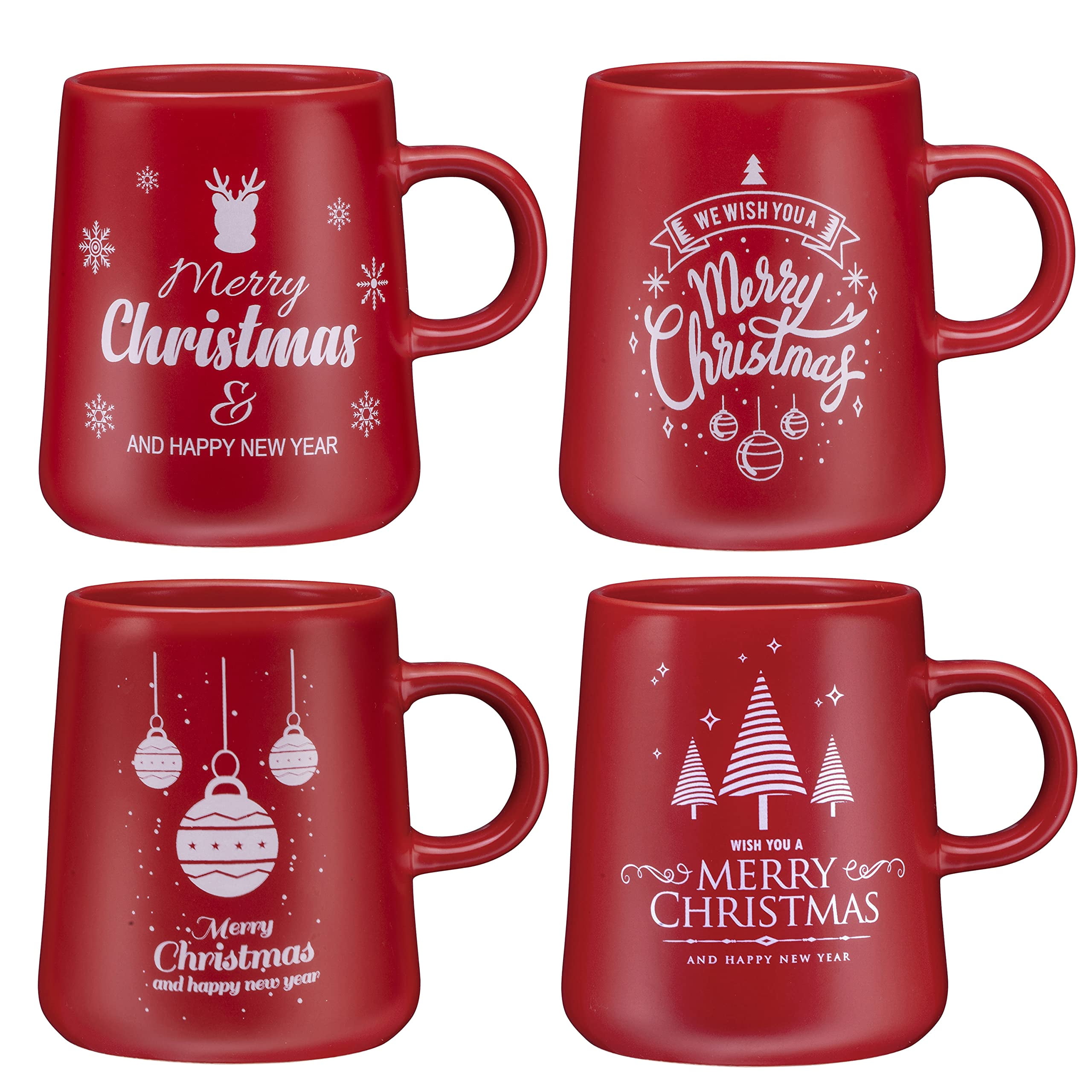 Bruntmor Ceramic Christmas Mug Set - Funny Holiday Gift