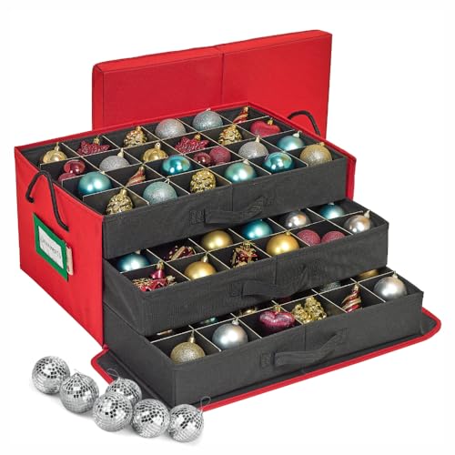 Christmas Ornament Storage Box with Dividers - 72 Ornaments