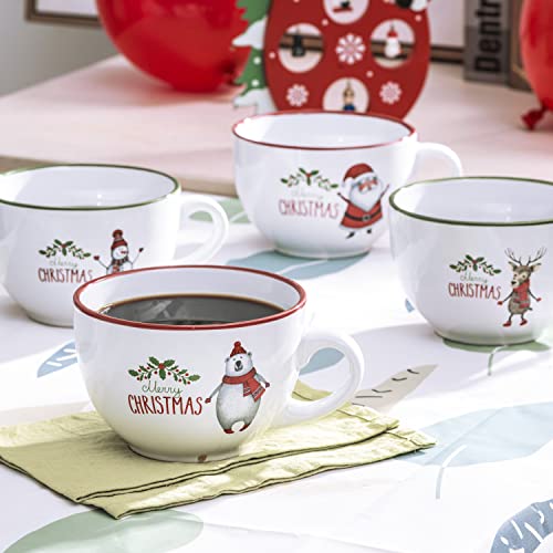 4 Santa Ceramic Christmas Coffee Mugs