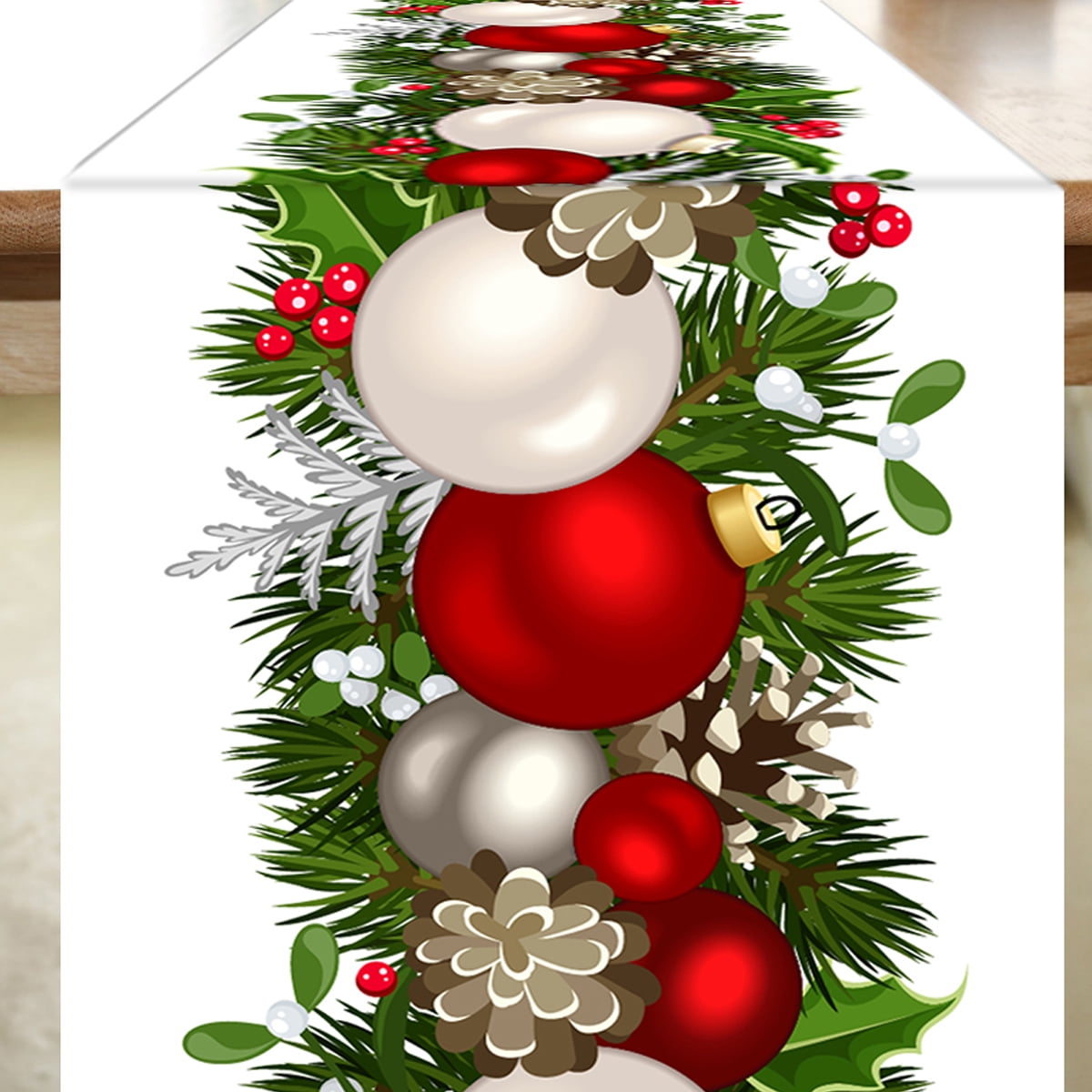 Christmas Linen Table Runner - Farmhouse Style