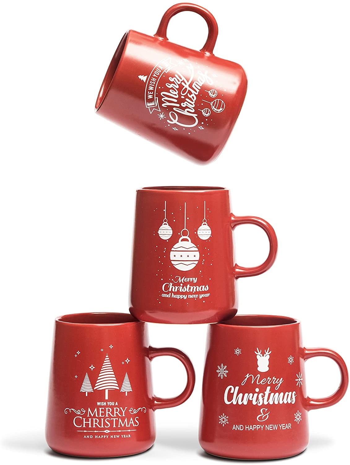Bruntmor Ceramic Christmas Mug Set - Funny Holiday Gift