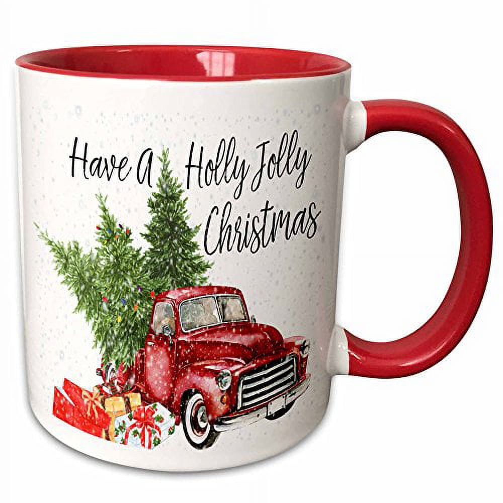 Holly Jolly Christmas Red Truck Mug