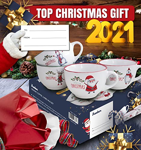 4 Santa Ceramic Christmas Coffee Mugs