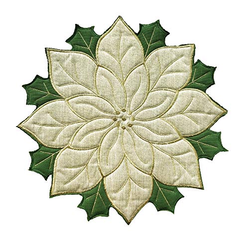 Christmas Round Golden Silk Flower Placemats Set