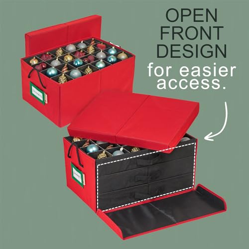 Christmas Ornament Storage Box with Dividers - 72 Ornaments