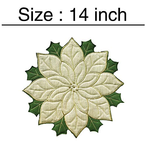 Christmas Round Golden Silk Flower Placemats Set